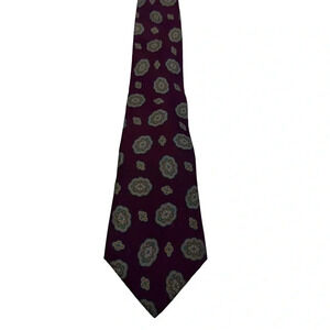 Halston Burgundy Paisley 100% Italian Silk Neck Tie